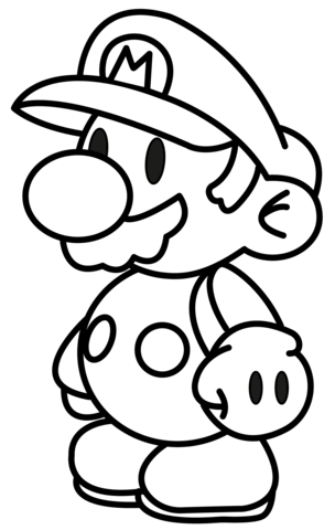 Chibi Mario Coloring Page